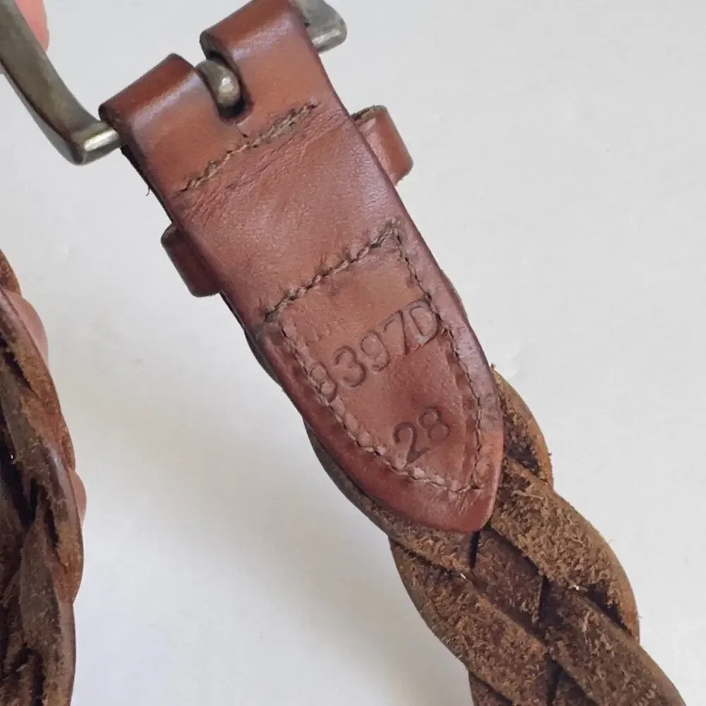 Vintage Brown Woven Leather Belt Western Distressed Boho Wide Braided 28 Small‎